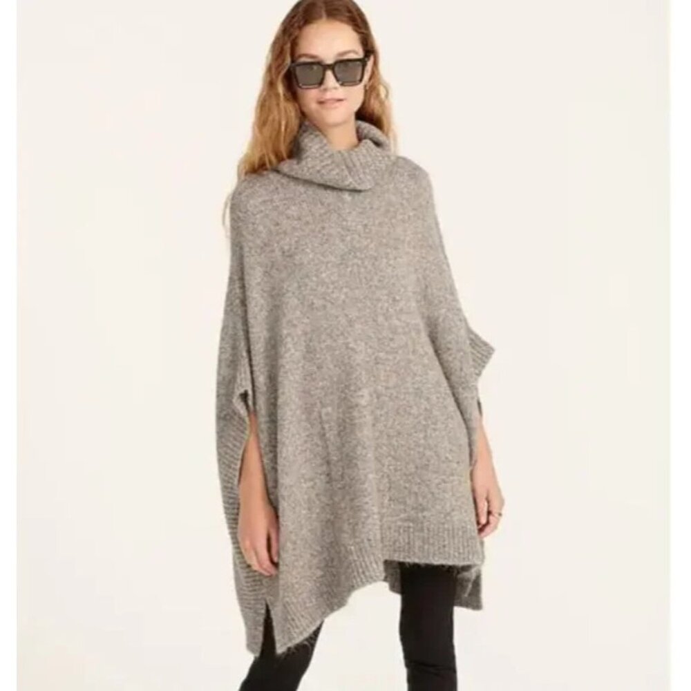 J. Crew Gray Knit Poncho Sweater